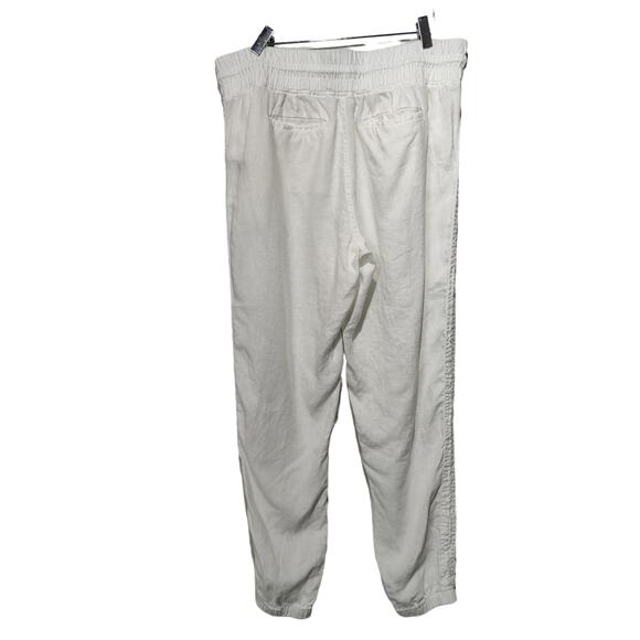 Athleta Women's Sz 14 Tall White Linen Jogger Pants Pull on Elastic Waist - Picture 7 of 7